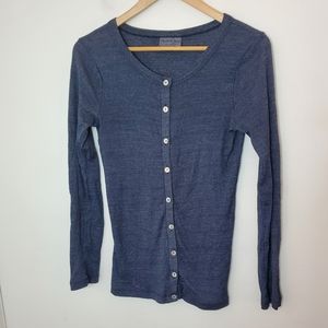 Michael Stars Textured Blue Button Up Cardigan O/S